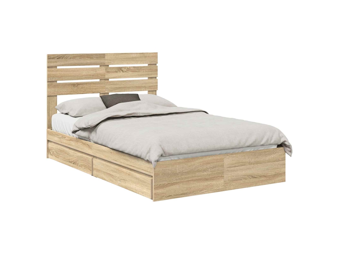 Cama com Armazenamento com Gaveta Carvalho Sonoma 135x190 cm MAISON EXCLUSIVE