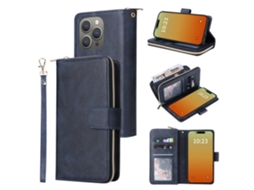 Capa Para Iphone 15 Pro Pele Sintética Com Porta-cartões Azul