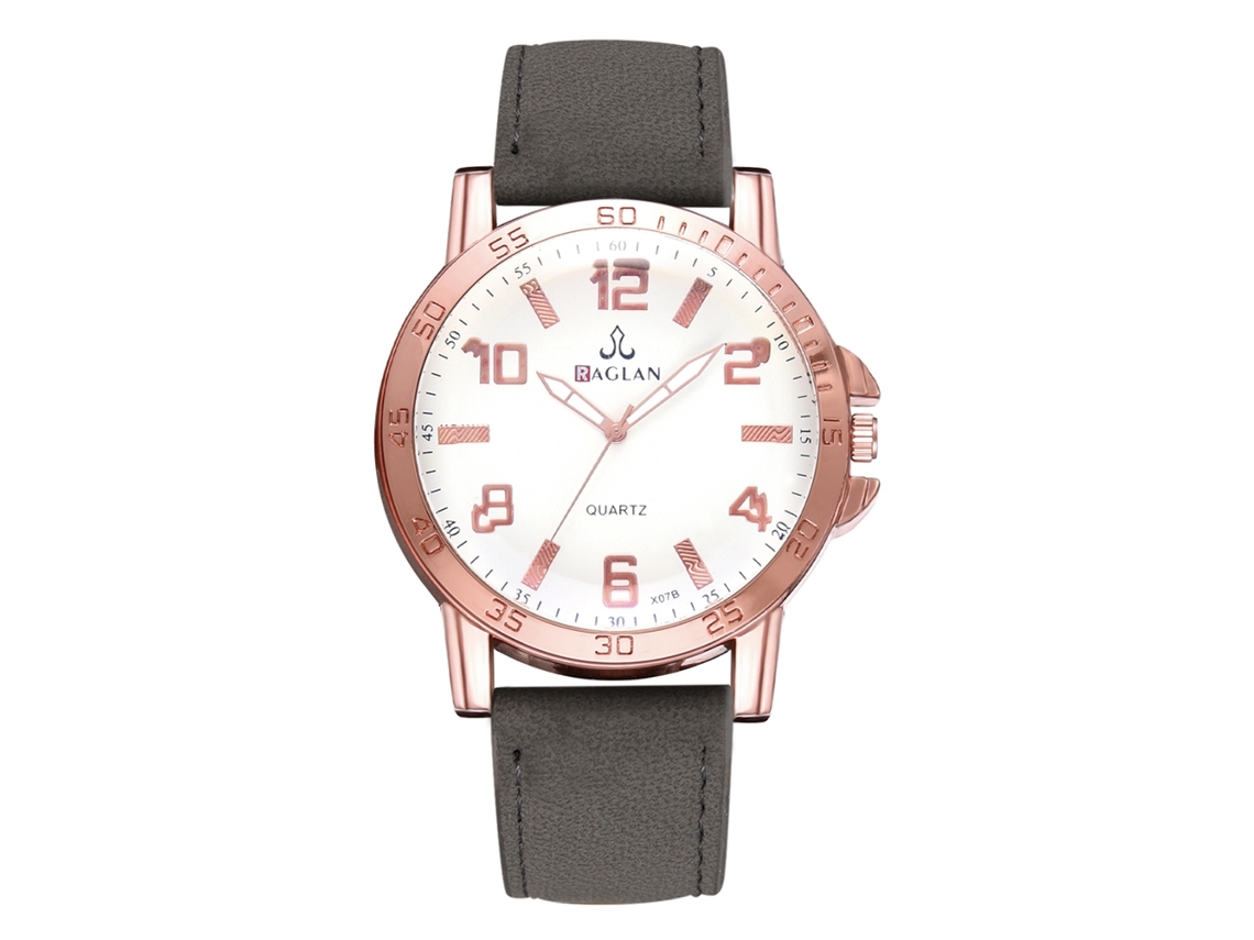 Relógio de Pulso Masculino de Quartzo com Pulseira de Couro Pu Estilo Casual e Business Cinza