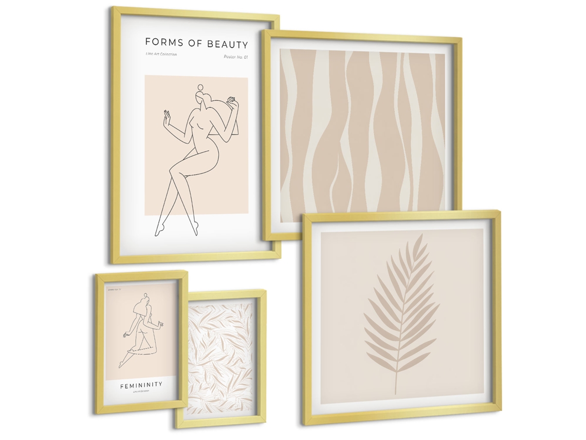Conjunto De Pinturas Gráficos Estilosos De Mulheres E Plantas Espelharte (5 Peças)