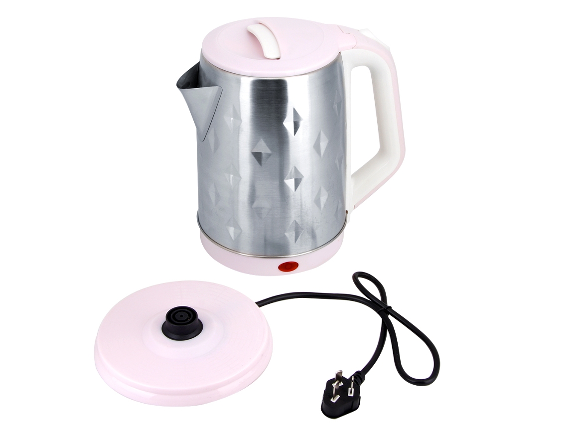 Chaleira Elétrica De Aço Inoxidável Rosa Laxiscreed Com Padrão Diamantado, 2l, Boca Larga E Espessada