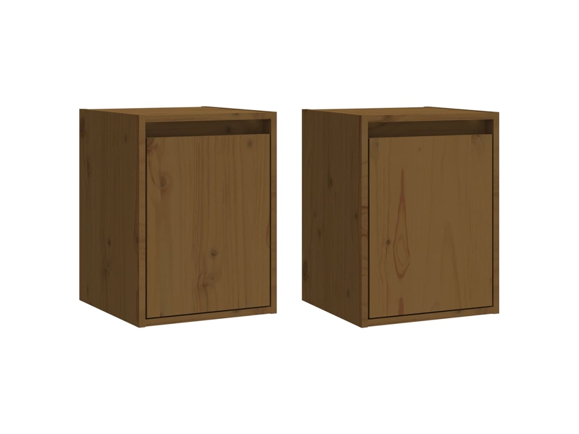 Conjunto de 2 Armários de Parede MAISON EXCLUSIVE em Pinho Maciço Castanho Mel (30x30x40 cm)