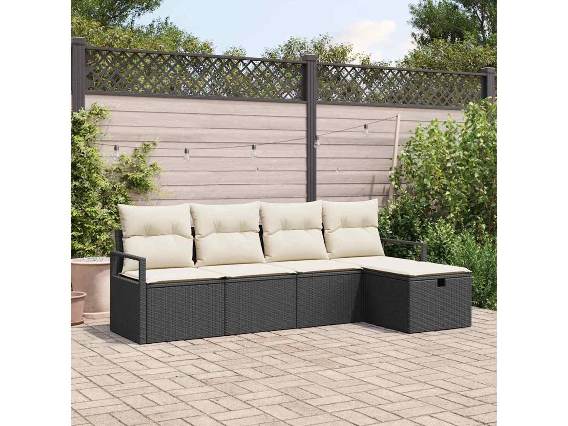 Vidaxl Conjunto De Sofás 5 Unid. 5-número De Lugares Preto E Creme