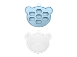 Brinquedo De Silicone Para Bebês Que Está Começando A Comer Alimentosmolde De Comida Para Bebê Em Formato De Urso Cinza-azulado