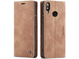 Capa Fólio Lite Tipo Antichoque para Honor, Huawei P Smart 2019/10 Lite HONGWE. Pele Premium Castanho