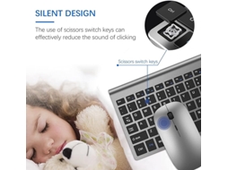 Combinação De Teclado E Mouse Sem Fio Com Teclas De Tesoura, Tamanho Compacto, Design Ultrafino, Capa De Teclado, Clique Silencioso, Ampla Compatibili