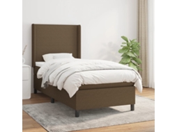 Vidaxl Cama Com Molas/colchão 80x200 Cm Tecido Castanho-escuro