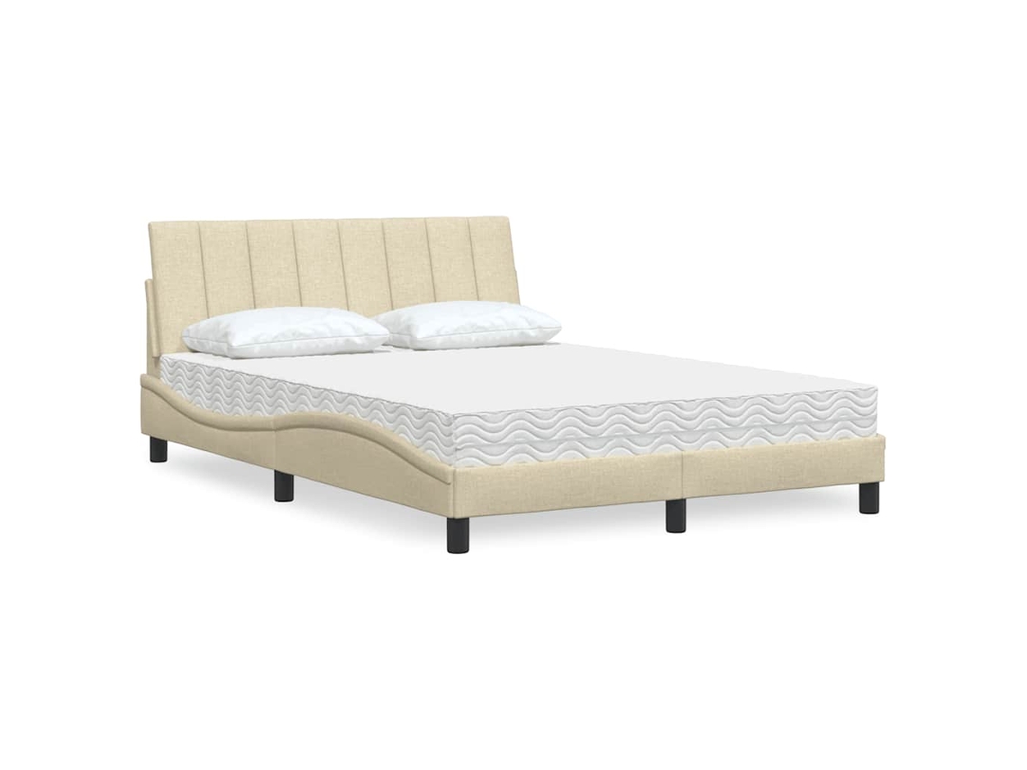 Vidaxl Cama Com Colchão Hanko 120x200 Cm Tecido Cor Creme