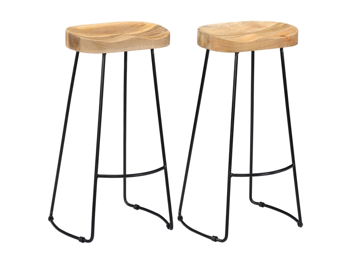Vidaxl Bancos De Bar Gavin 2 Pcs Madeira Mangueira Maciça