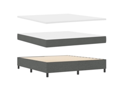 Vidaxl Cama Box Com Fitas Led Cinzento Escuro 180 X 200 Cm Tecido
