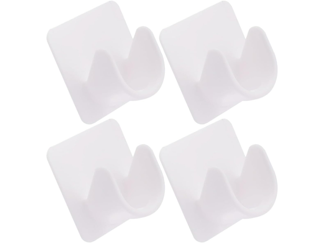 Conjunto De 4 Suportes Para Varão Cortina Chuveiro, Com Fixação Adesiva Sem Pregos, Em Plástico, Para Banheiro