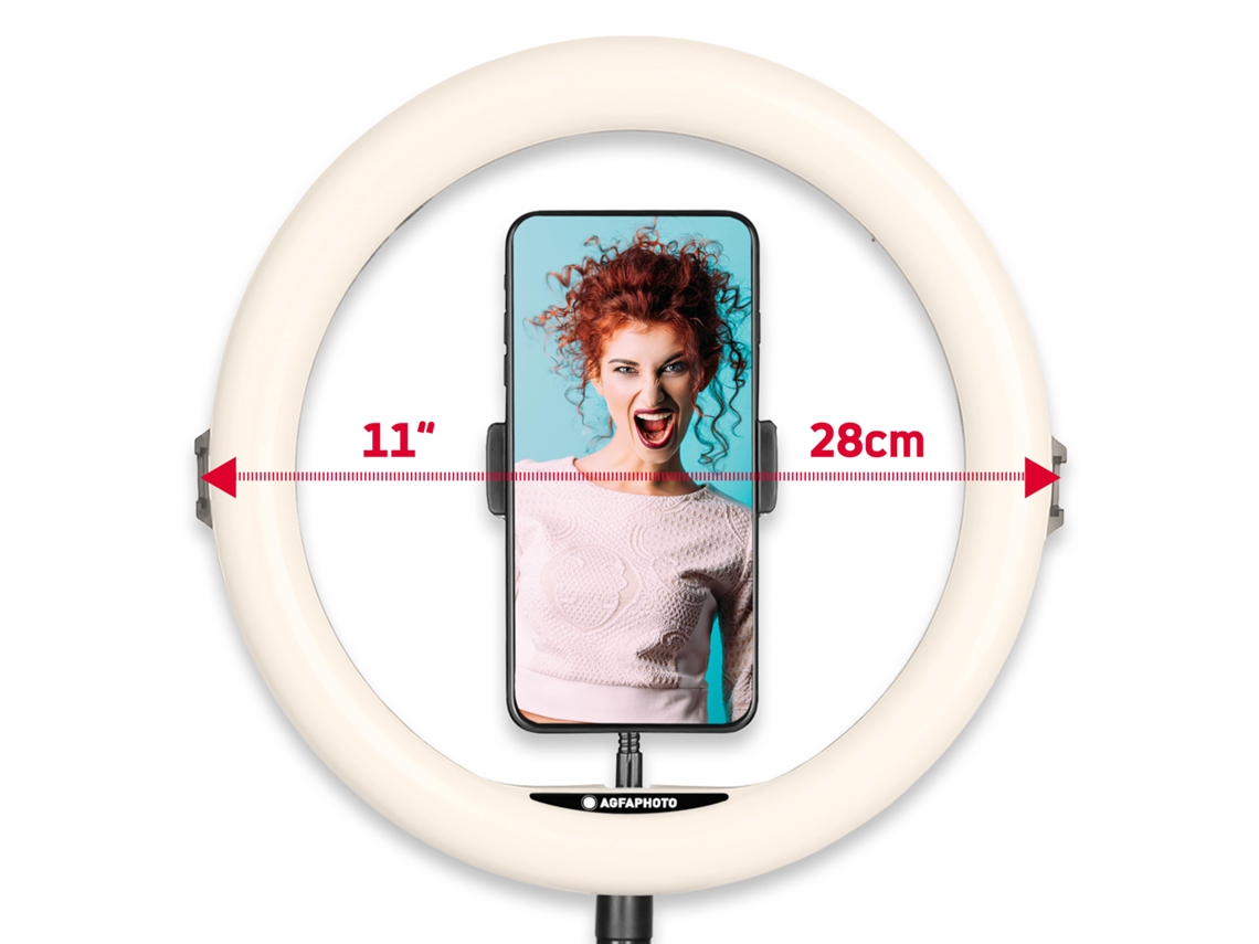 Luz Circular De Led Agfaphoto Realiview Arl11xl Com Tripé Luz Para Celular, Fotos, Selfies, Vídeos, Youtube, Maquiagem, Tiktok