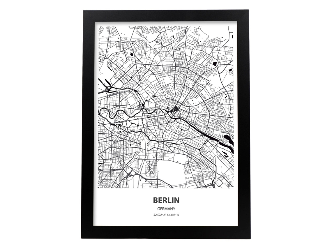 Mapa de Berlim - Alemanha. Lismers de Cidades Na Alemanha Com Mares e Rios Em Preto