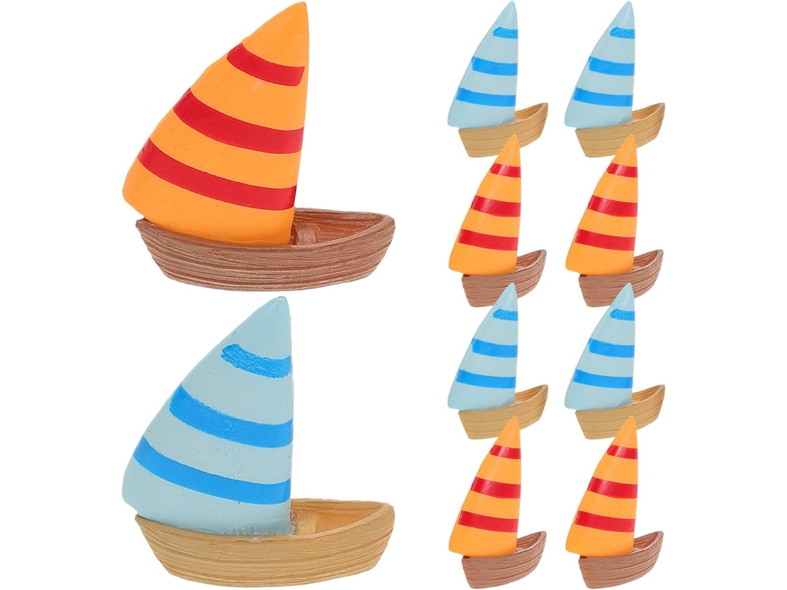 10 Pequenas Decorações de Barcos À Vela em Resina para Micro Paisagens e Jardins em Miniatura. Acabamento Fino para CHABERLU