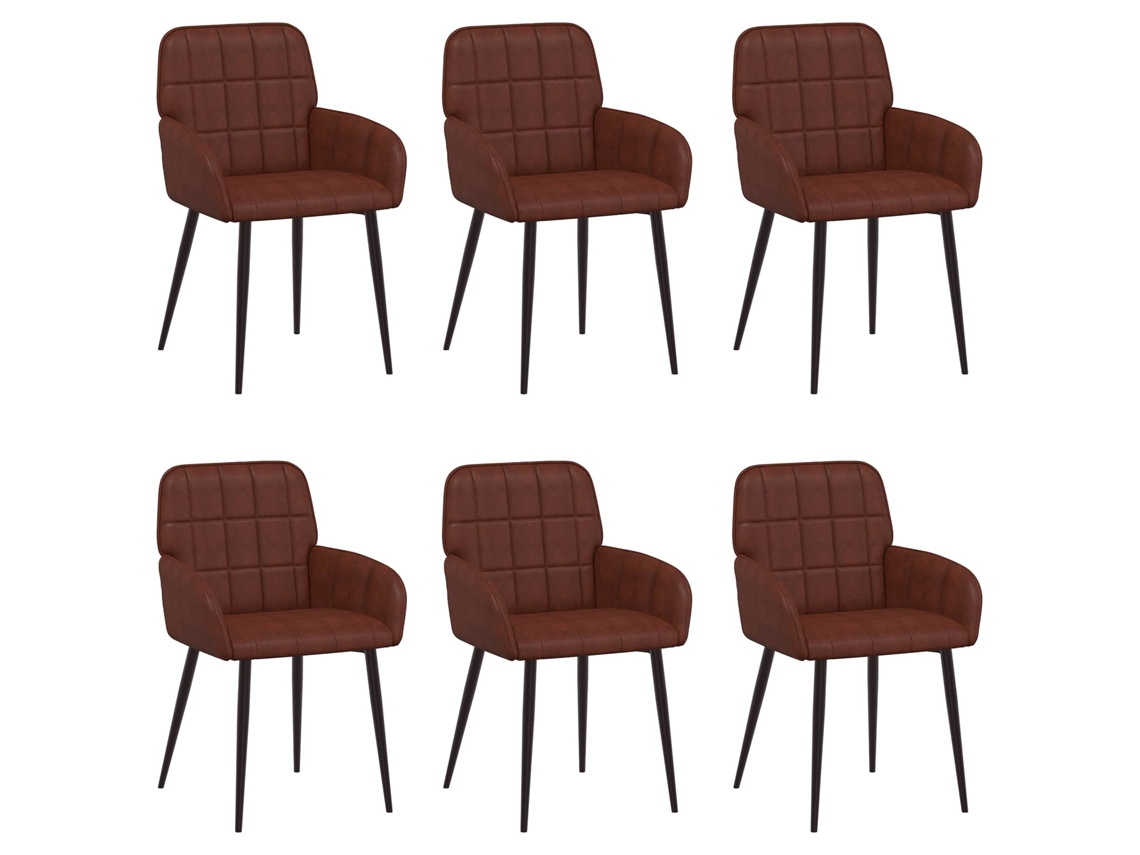 Conjunto 6 Cadeira De Jantar Vidaxl Castanho Couro Sintético (57 X 50 X 85 Cm)