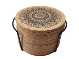 Lurelia Porta-copos 12 Un Cortiça Metal Absorvente Reutilizável Com Suporte Bebidas