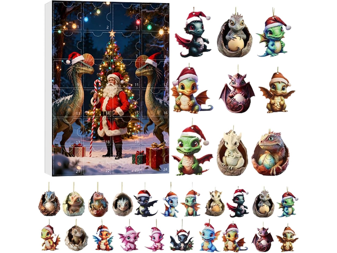 Contagem Regressiva De 24 Dias, Calendário De Natal 2d Em Acrílico, Enfeite De Dragão Do Advento, Interativo