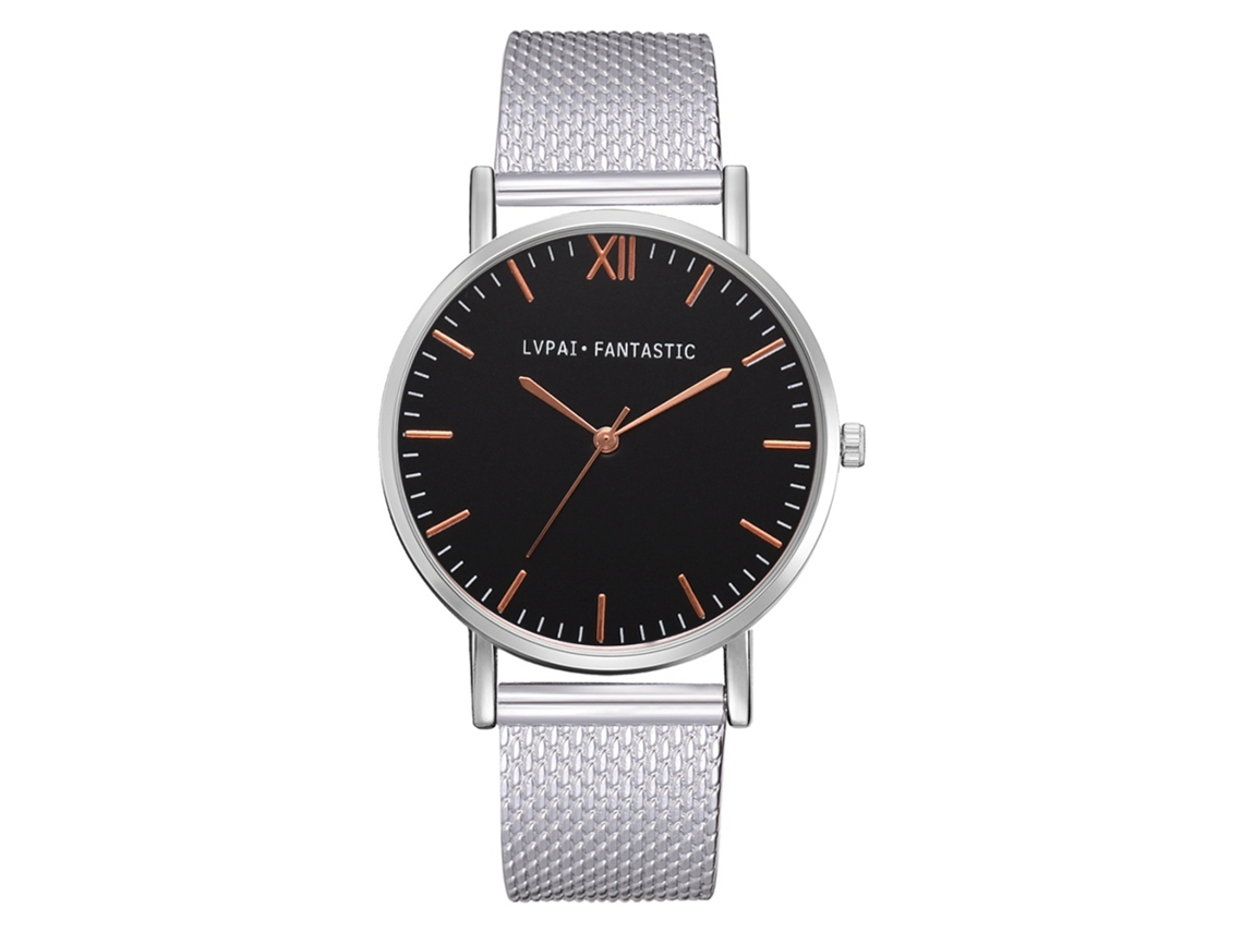 Relógio de pulso feminino Lvpai, estilo casual e elegante para negócios, pulseira de silicone, mostrador prateado e preto.
