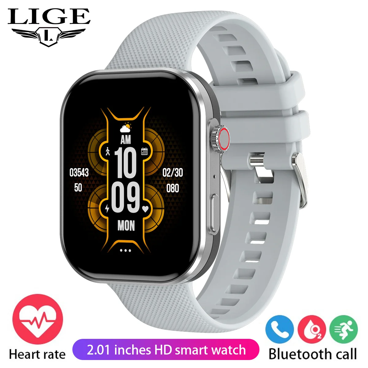 Smartwatch MDUG com Chamadas Bluetooth, Saúde 24h e Rastreamento, Azul Aço