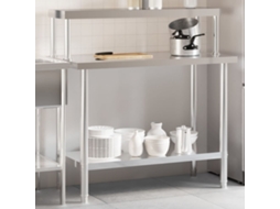 Vidaxl Mesa Trabalho Cozinha C/ Prateleira 110x55x120cm Aço Inoxidável