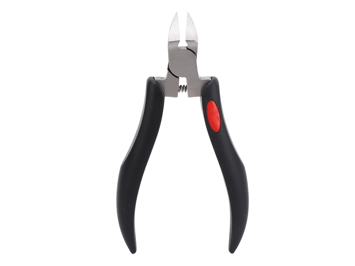 Tesoura de cutícula em aço inoxidável com cabo ergonômico e capa protetora, corte preciso.
