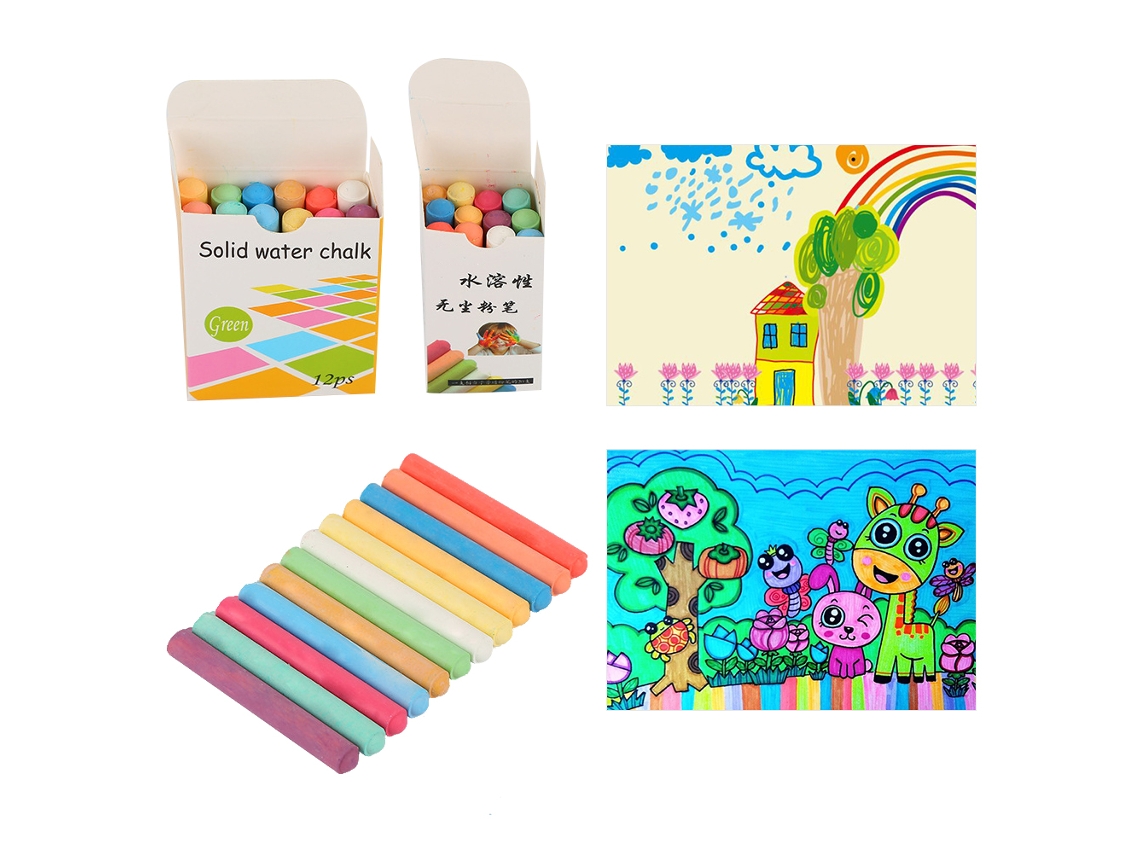 Mali 12pcs Giz Colorido Solúvel em Água Sem Poeira para Quadro Preto e Grafite
