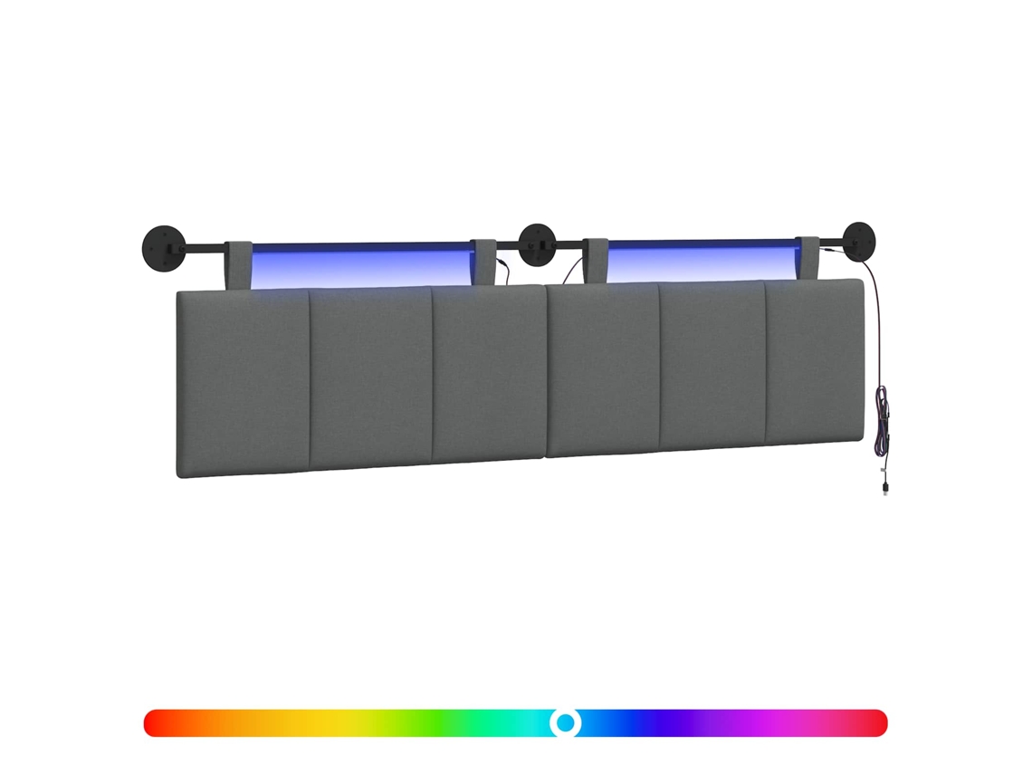 Conjunto 1 Cabeceira Suspensa Vidaxl Cinzento Veludo (170 X 55 X 5 Cm)