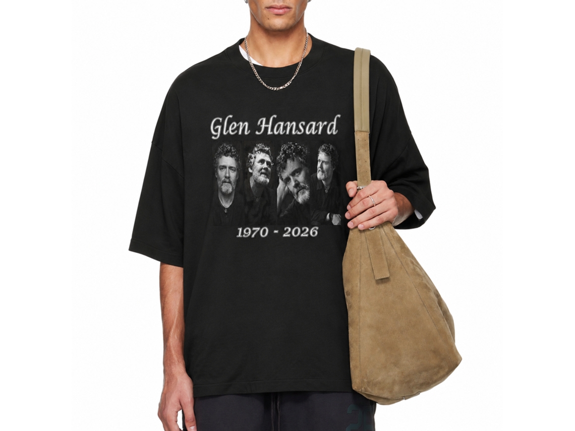 Rockinstone Glen Hansard 1970–2026 Memorial – Irish Music Portrait Tribute T-shirt Size:xxl