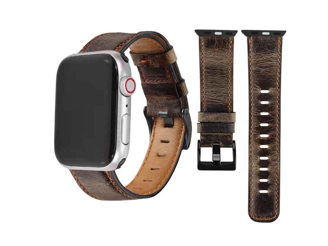 Bracelete Vintage Leather para Apple Watch Series 7 45mm Café