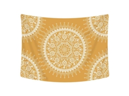 Tapeçaria Étnica, Estilo Boêmia Design Mandala Parede De Poliéster Pendurado Para Decoração Doméstica , Laranja Dourada Quente (59 X 51 Polegadas)