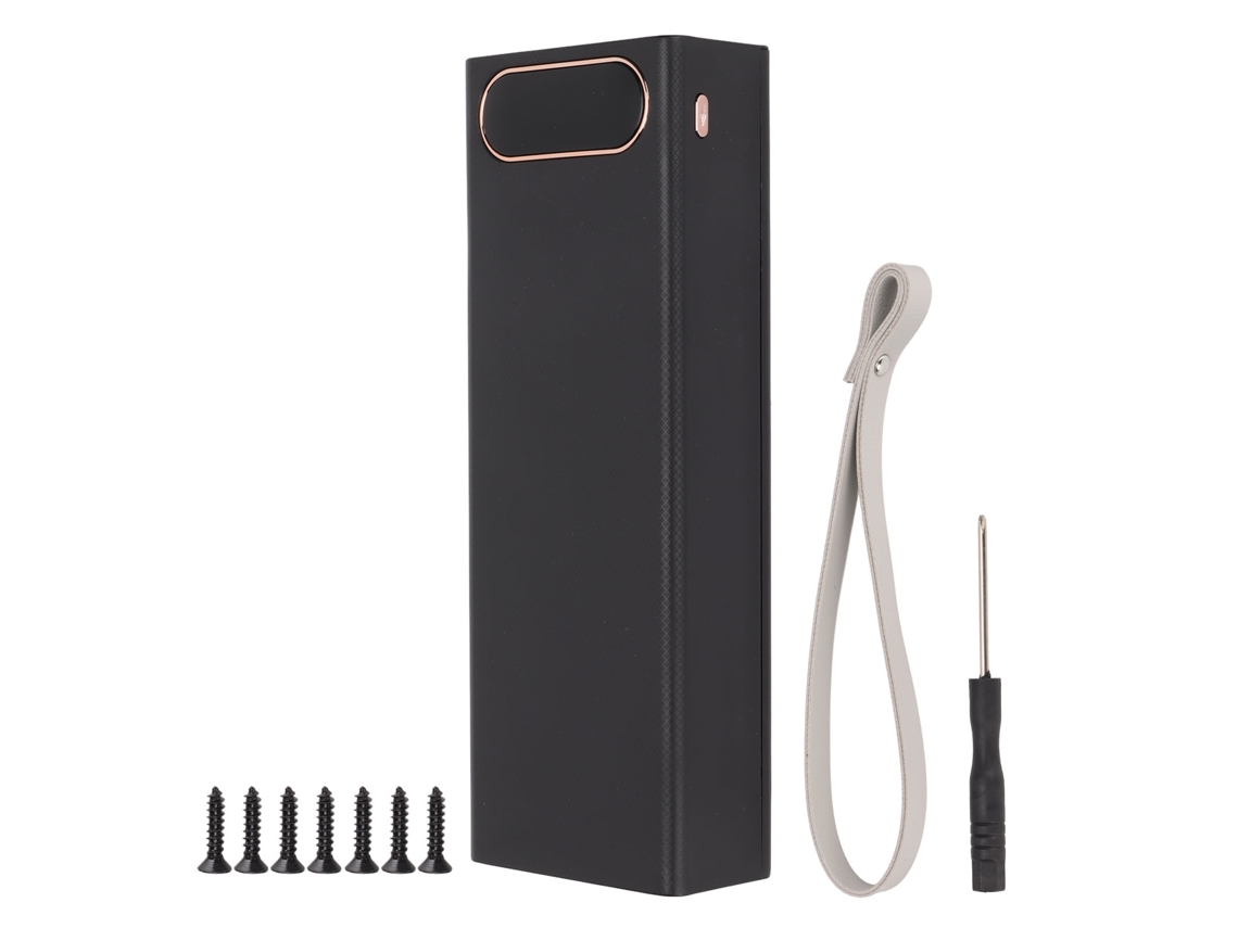 Funda de baterías externas de 22.5W con carga rápida, pantalla LCD, doble puerto USB, negra | S/MARCA