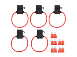 Suporte Para Fusível Em Linha 5pcs Com 5pcs Fusível Lâmina Atc/ato 10a Para Carro Barco Rv Preto