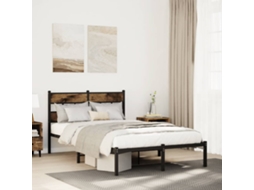 Vidaxl Estrutura De Cama Sem Colchão 120x200 Cm Metal Carvalho Fumado