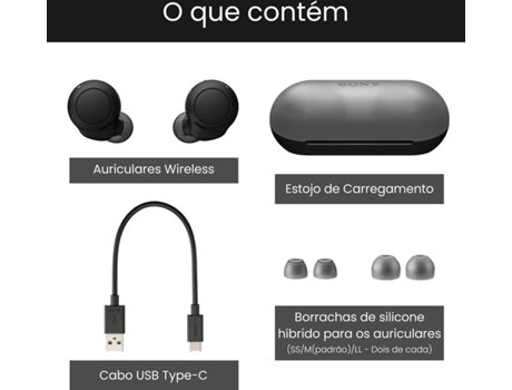Auriculares Bluetooth True Wireless SONY Wfc500B (In Ear - Microfone - Preto) — 240