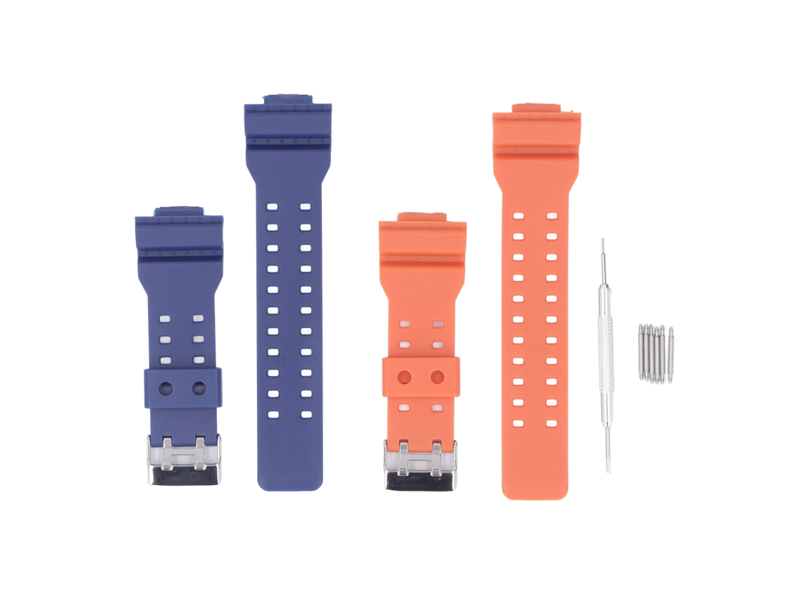 Pulseira de resina para relógio Ga 110, pulseira de substituição leve para homens e mulheres, laranja e azul escuro.