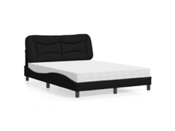 Cama Com Colchão 140x200 Cm Tecido Preto