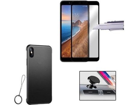 Kit Capa, Película de Vidro Temperado 5D e Suporte Magnético Auto Xiaomi Redmi 7A PHONOCARE Naked Transparente