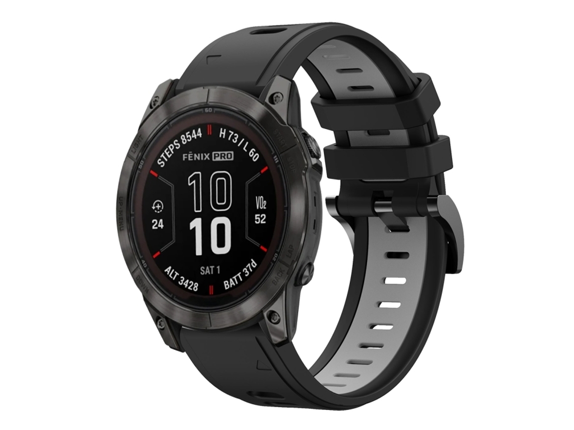 Bracelete Esportivo Silicone para Garmin Fenix 7x Pro com duas cores Preto e Cinza XIAOMOYU