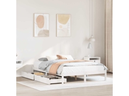 Vidaxl Cama Sem Colchão 135x190 Cm Madeira De Pinho Maciça Branco