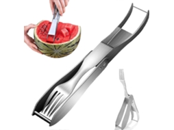 Cortador de Sandía 2 En 1, Herramienta de Acero Inoxidable Portátil para Cortar Y Servir Sandía, Melón Y Piña