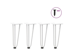 Vidaxl Pernas De Grampo Para Mesa De Centro 4 Peças, Branco, 30 Cm, Aço Maciço