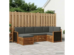 Vidaxl Conjunto De Sofás Para Exterior 5 Unid. Natural E Antracite