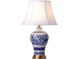 Abajur De Mesa Cerâmica, Azul E Branco, Estilo Chinês, Ideal Para Leitura E Decoração De Sala Estar Quarto