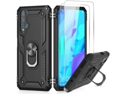 Conjunto de Capas Nova Anel Camada Defesa para Honor, Huawei Nova 5T/20 HONGWE. Resistente com Anel de Suporte (2un)