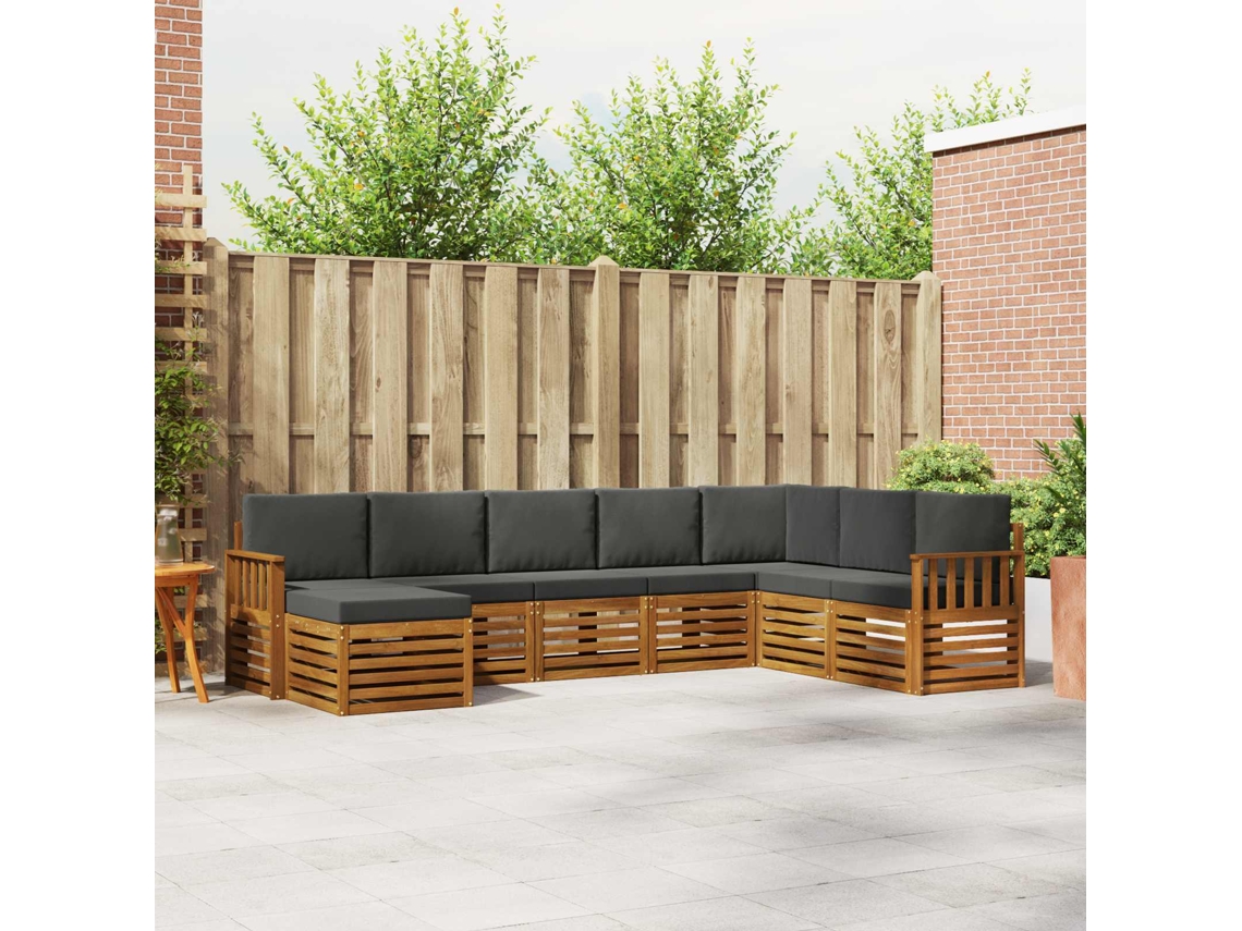 Vidaxl Conjunto De Sofás Para Exterior 8 Unid. Natural E Antracite