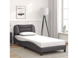 Vidaxl Estrutura De Cama Sem Colchão Hvar 90x200 Cm Couro Artificial Cinzento