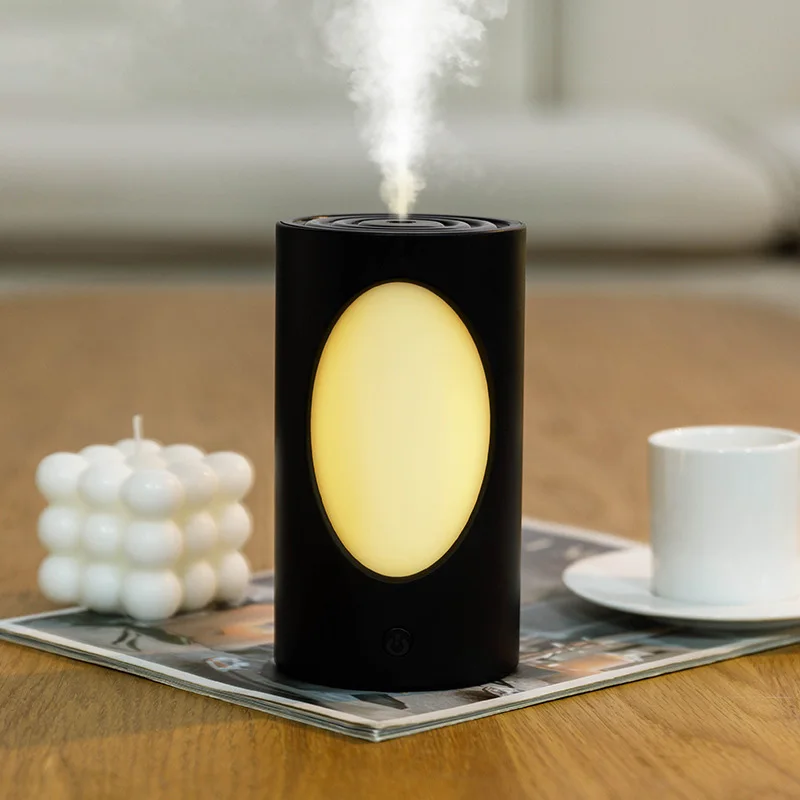 Umidificador De Ar (preto) De 600 Ml, Sem Fio E Recarregável Com Luz Led Colorida.