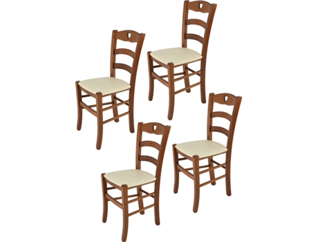 Conjunto de 4 Cadeiras T M C S Cuore 252NO-110-PN023 (Castanho - 88x43x46 cm - Madeira)