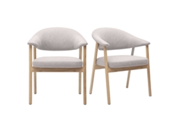 Sillas de Tela Efecto Terciopelo Texturizado Bege e Madera Clara Giulia MILIBOO (paquete de 2)