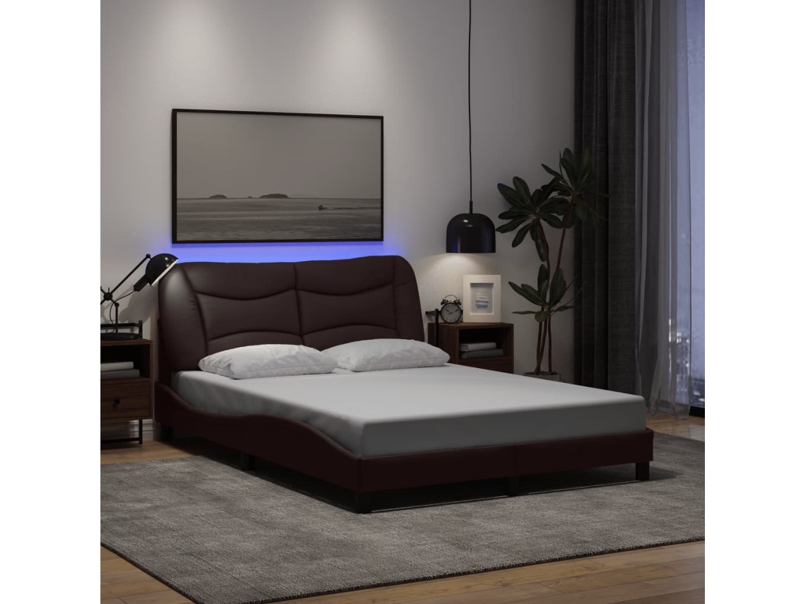 Vidaxl Estrutura De Cama Com Led Sem Colchão Hvar 140x200 Cm Tecido